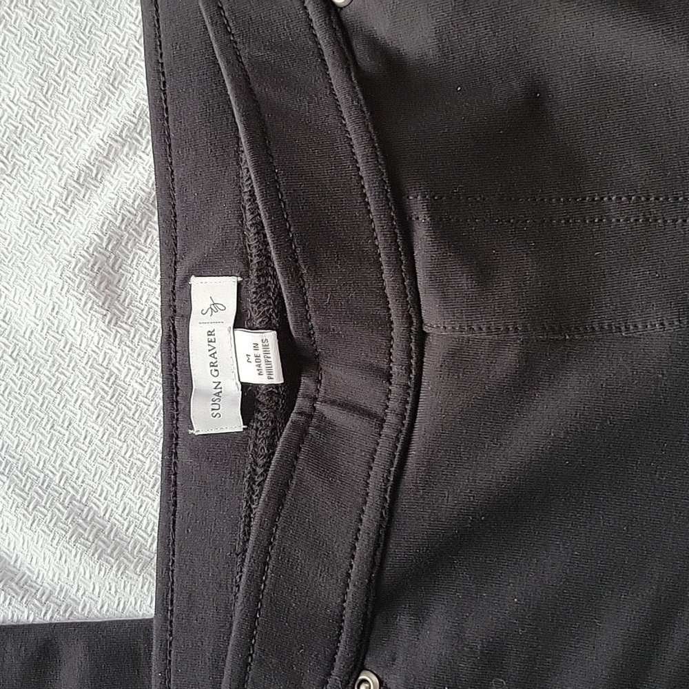 SUSAN Graver QVC Black Knit Stretch Slacks Pants M Medium Mint Condition - Picture 2 of 8